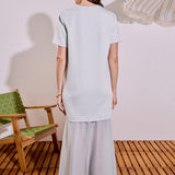 Sheer Hem Mixed Media Maxi Dress
