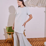 Sheer Hem Mixed Media Maxi Dress