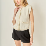 Cowrie Shell Button Knit Vest