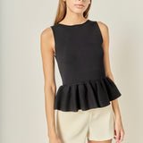 Peplum Sleeveless Knit Top