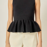Peplum Sleeveless Knit Top