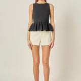 Peplum Sleeveless Knit Top