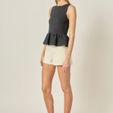 Peplum Sleeveless Knit Top