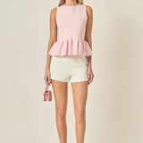 Peplum Sleeveless Knit Top