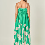 Tulip Print Empire Waist Maxi Dress