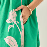 Tulip Print Empire Waist Maxi Dress