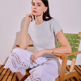 Textured Knit Crew Neck Top