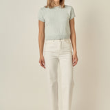 Textured Knit Crew Neck Top