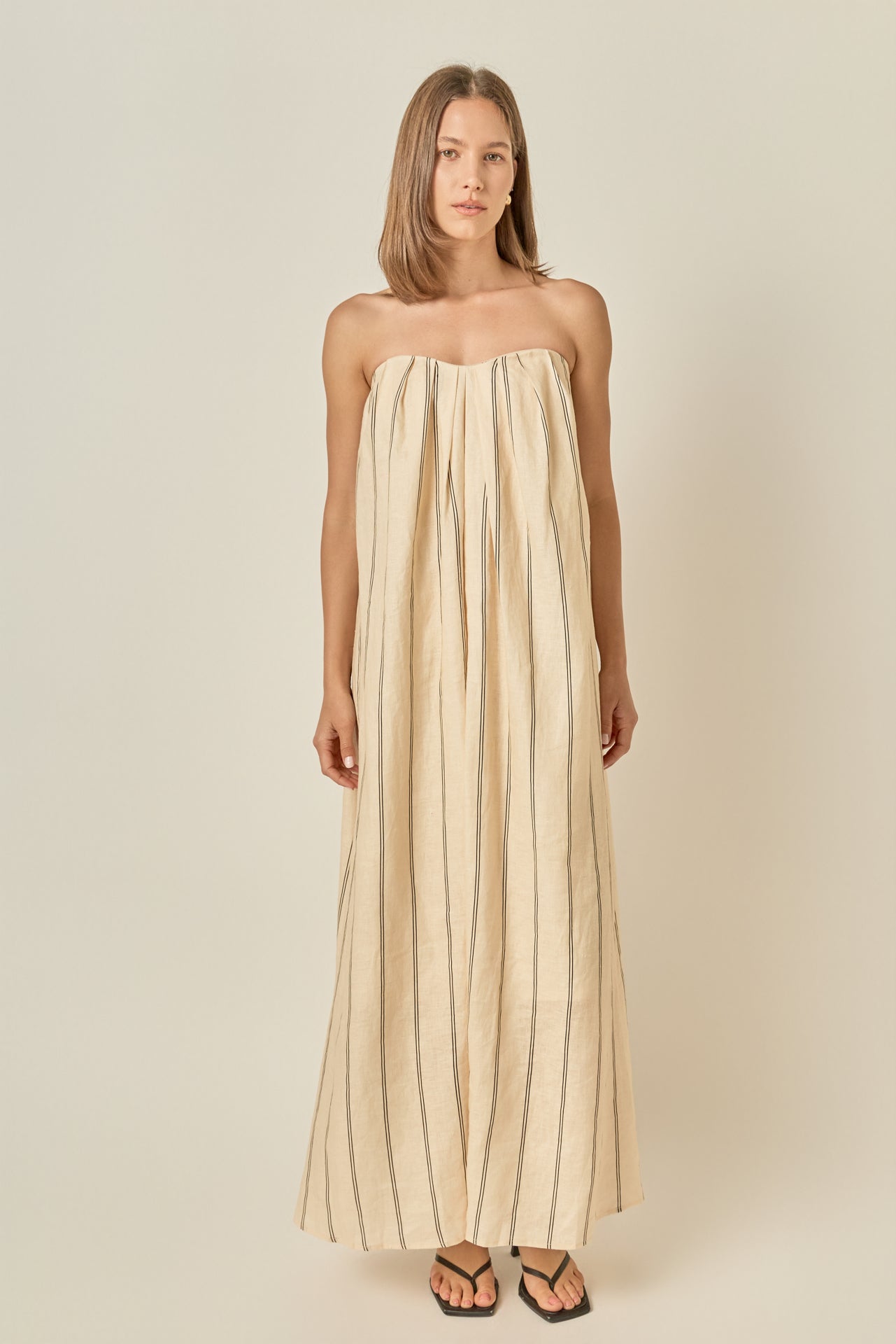 Strapless Pintuck Striped Maxi Dress – English Factory