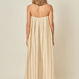 Strapless Pintuck Striped Maxi Dress