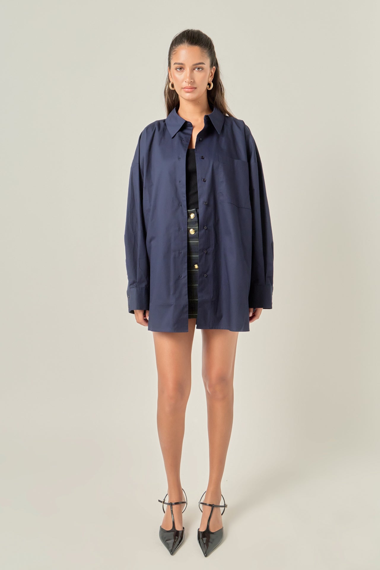 Oversized Poplin Button-Down Shirt