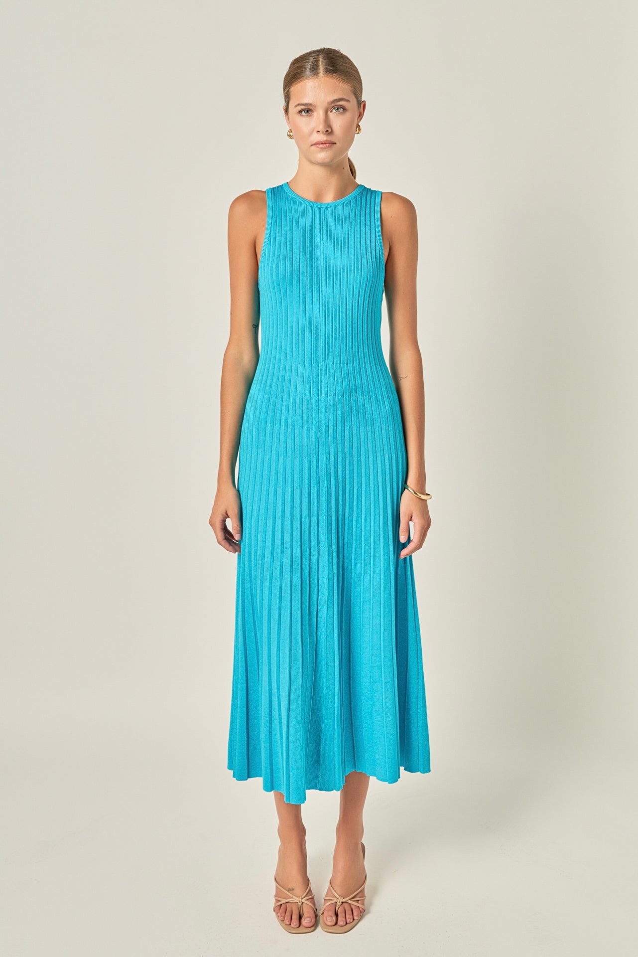 Sleeveless Ribbed Knit Midi Dress English Factory Sleeveless Ribbed Knit Midi Dress English Factory