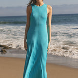 Sleeveless Ribbed Knit Midi Dress