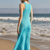 Sleeveless Ribbed Knit Midi Dress