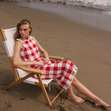 Knitted Gingham Sleeveless Midi Dress