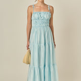 Smocked Tie Strap Maxi Dress