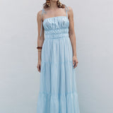 Smocked Tie Strap Maxi Dress
