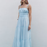 Smocked Tie Strap Maxi Dress