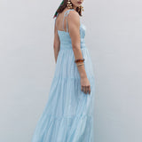 Smocked Tie Strap Maxi Dress