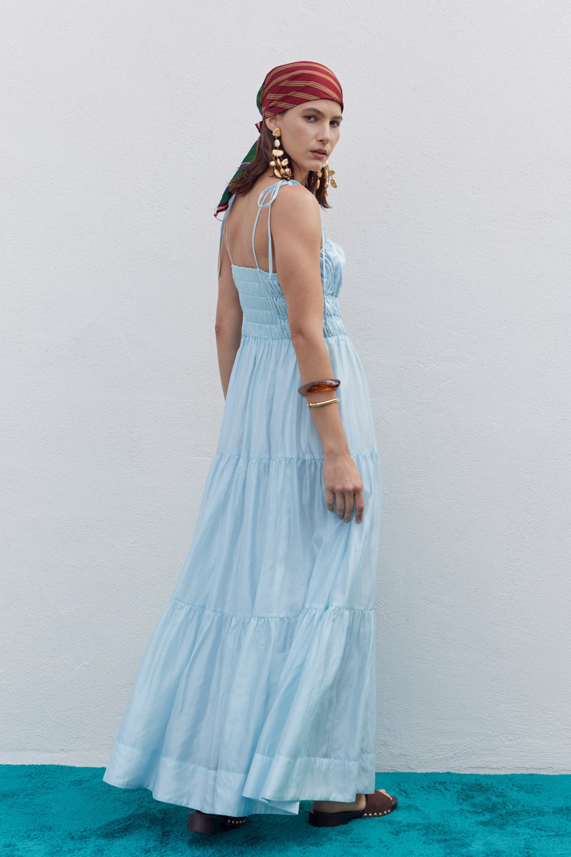 Smocked Tie Strap Maxi Dress English Factory Smocked Tie Strap Maxi Dress English Factory
