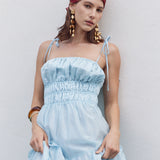 Smocked Tie Strap Maxi Dress