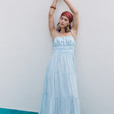 Smocked Tie Strap Maxi Dress