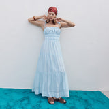 Smocked Tie Strap Maxi Dress