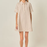 Stripe A-Line Shirt Dress