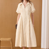 Fit and Flare Stripe Midi Dress