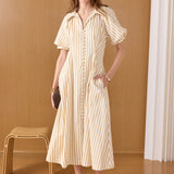 Fit and Flare Stripe Midi Dress