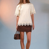 Satin Lace Trim Top