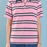 Stripe Collared Knit Top