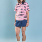 Stripe Collared Knit Top