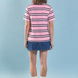 Stripe Collared Knit Top