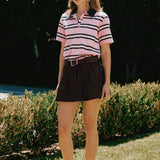 Stripe Collared Knit Top
