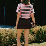 Stripe Collared Knit Top