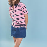 Stripe Collared Knit Top