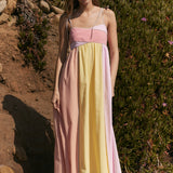 Colorblock Stripe Tie-Strap Maxi Dress