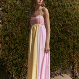 Colorblock Stripe Tie-Strap Maxi Dress