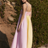 Colorblock Stripe Tie-Strap Maxi Dress