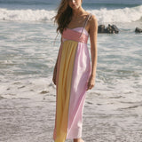 Colorblock Stripe Tie-Strap Maxi Dress