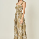 Embroidered Floral Tie-Back Cutout Maxi Dress