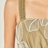 Embroidered Floral Tie-Back Cutout Maxi Dress