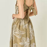 Embroidered Floral Tie-Back Cutout Maxi Dress