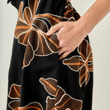 Embroidered Floral Bow-Front Midi Dress