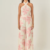 Halter Flower Embroidered Jumpsuit