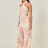 Halter Flower Embroidered Jumpsuit