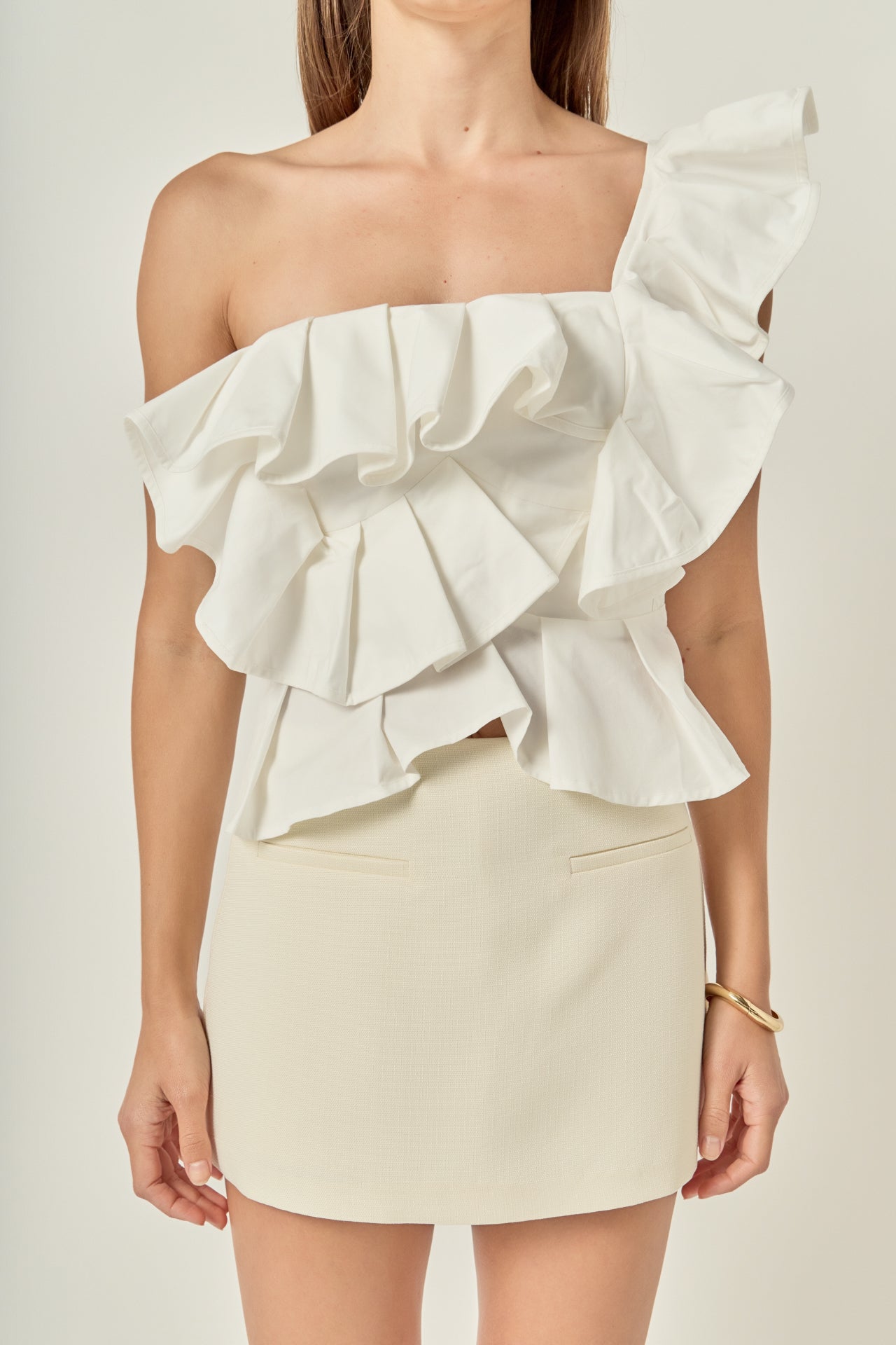 One Shoulder Ruffle Top – English Factory