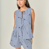 Embroidered Bow Detail Top