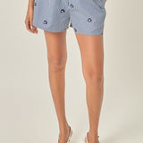 Embroidered Gingham Shorts